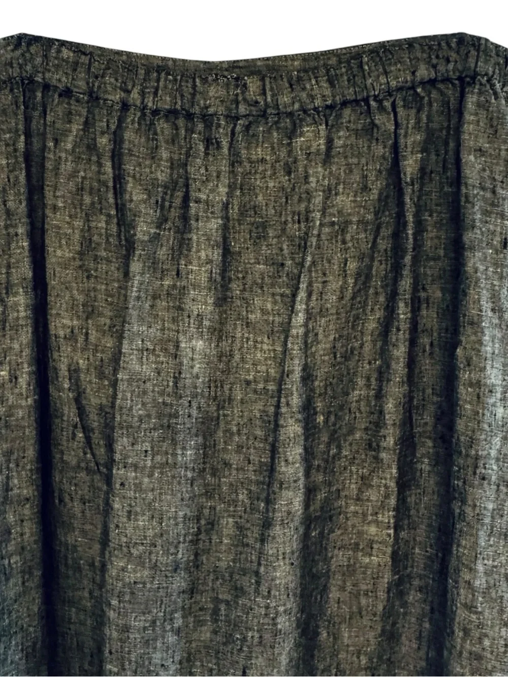 FLAX 100% Linen Midi Skirt Large Taupe Gray Textured Scalloped Overlay Lagenlook - Picture 6 of 13